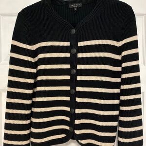 Rag and Bone Nany Cardigan Black and Tan Striped